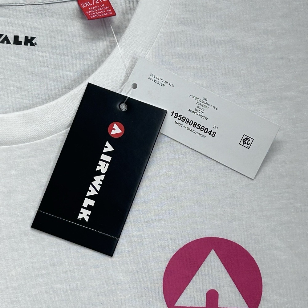 Airwalk Graphic T Shirt Men 2XL White Pink Black Logo Skateboard Tee NWT 1986 - Picture 5 of 14